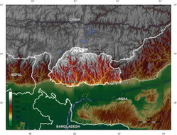 Topographic map of Bhutan